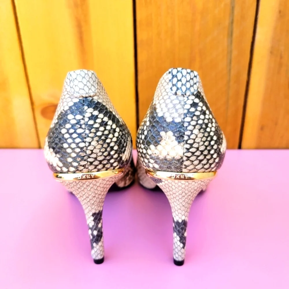 DKNY Randi Glossed Snake-effect Leather Pumps SZ 6 - Picture 9 of 16